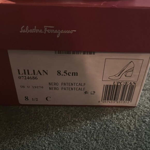 Ferragamo Black Patent Block Heel--Lilian Size 8.5 C - Picture 4 of 14